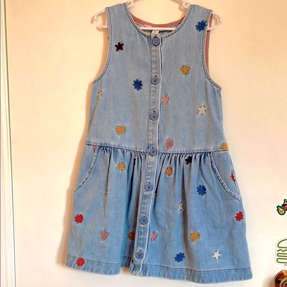 Mini Boden Blue Sleeveless Sundress with Embellishments